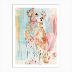 Pastel Nova Scotia Duck Tolling Retriever Dog Pastel Line Illustration 2 Art Print