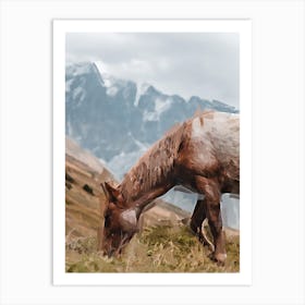 Horse And Mountains Art Print