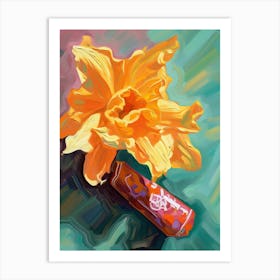 A Daffodil Oil Painting 2 Art Print