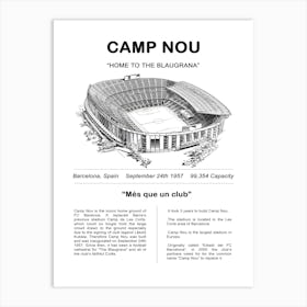 Barcelona Football Stadium Nou Camp Art Print