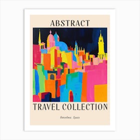 Abstract Travel Collection Poster Barcelona Spain 5 Art Print