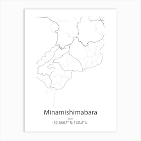 Minamishimabara,Japan Minimalist Map Art Print