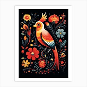 Folk Bird Illustration Cardinal 4 Art Print