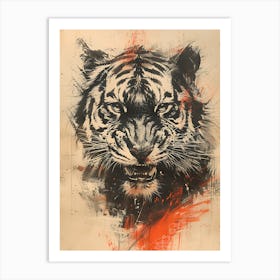 Badass Angry Tiger Ink Painting 5 Art Print