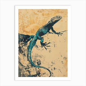 Jamaican Iguana Block Print 3 Art Print