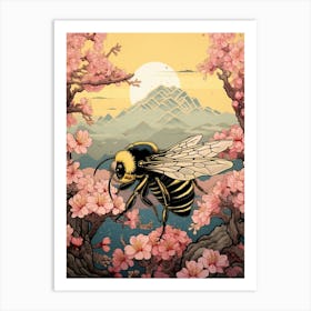 Bumblebee Animal Drawing In The Style Of Ukiyo E 1 Art Print