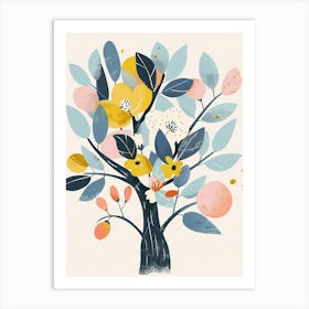 Peach Tree Flat Illustration 3 Art Print