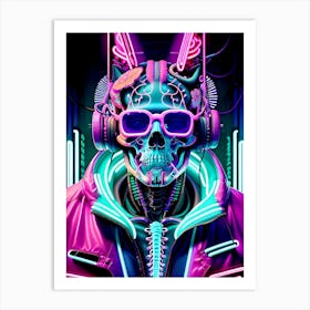 Neon Skull 27 Art Print