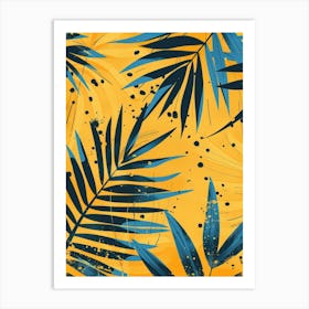 Tropical Leaves On Yellow Background Art Print
