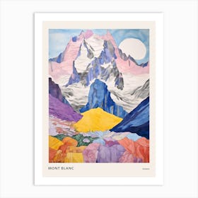 Mont Blanc France 3 Colourful Mountain Illustration Poster Art Print