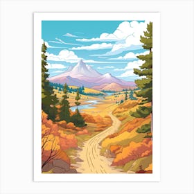 Torres Del Paine Circuit Chile 7 Hike Illustration Art Print