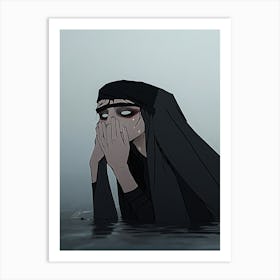 Sad Woman In The Water Art Print