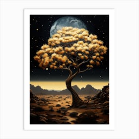 Johnstons Joshua Tree In Black And Gold (1) Art Print