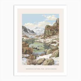 Vintage Winter Poster Snowdonia National Park United Kingdom 1 Art Print