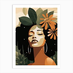 Afro Girl In The Jungle Art Print