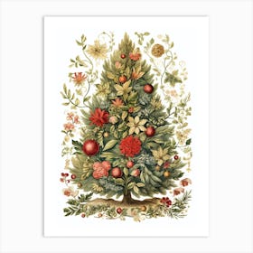 William Morris Style Christmas Tree 7 Art Print