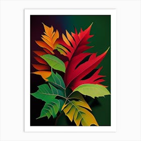 Staghorn Sumac Leaf Vibrant Inspired Art Print