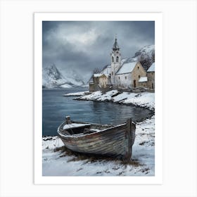 Boat In The Snow 3 Art Print