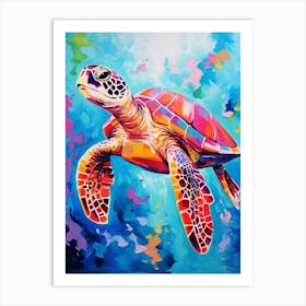 Colourful Sea Turtle Swimming 1 Art Print