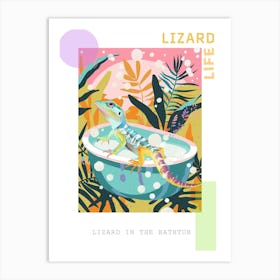 Lizard In The Bathtub Modern Abstract Illustration 1 Poster Art Print