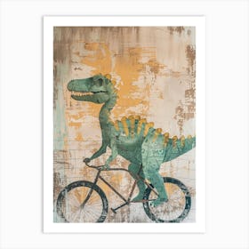 Grafitti Style Pastel Painting Dinosaur Riding A Bike 1 Art Print