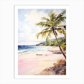 Watercolor Painting Of Flamenco Beach, Culebra Puerto Rico 2 Art Print