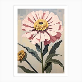 Zinnia 3 Flower Painting Art Print