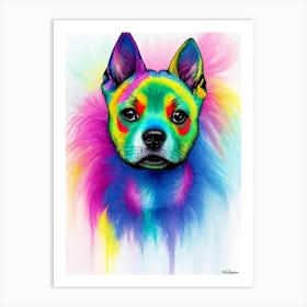 American Hairless Terrier Rainbow Oil Painting Dog Art Print