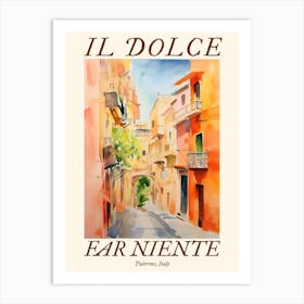 Il Dolce Far Niente Palermo, Italy Watercolour Streets 2 Poster Art Print