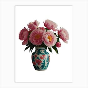 Peonies In A Vase Art Print