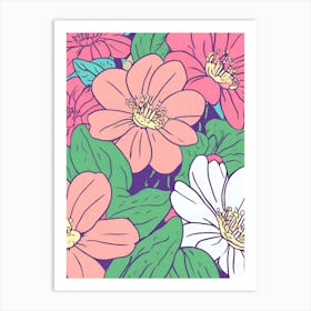 Seamless Floral Pattern Cute Illustration Art Print