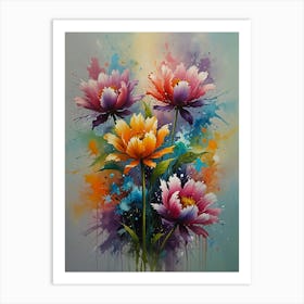 Flowers With Splatters Art Print