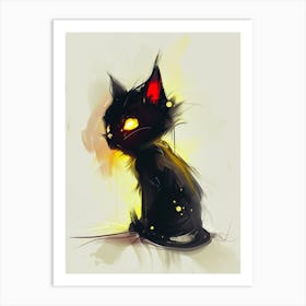 Black Cat With Yellow Eyes 1 Art Print