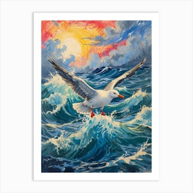 Seagull In The Ocean Art Print