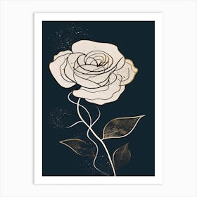 Line Art Roses Flowers Illustration Neutral 3 Art Print