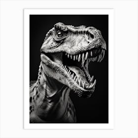 Black And White Photograph Of A Tyrannosaurus Rex 2 Art Print