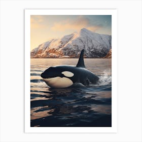 Icy Mountain Realistic Photography Orca Whale2 Art Print