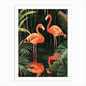 Greater Flamingo Pakistan Tropical Illustration 7 Art Print