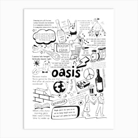 Oasis Doodle Lyrics Art Print