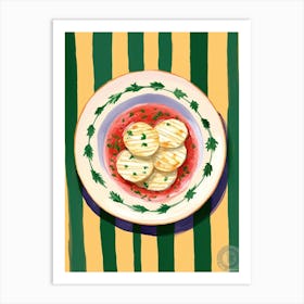 A Plate Of Eggplant, Top View Food Illustration 3 Art Print