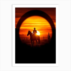 Sunset Cowboy 2 Art Print