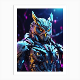 Owl In Cyborg Body #1 Art Print