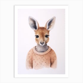 Baby Animal Watercolour Kangaroo 2 Art Print