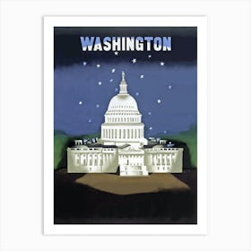 Washington, White House At Night Art Print