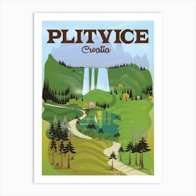 Pltivice Croatia Travel poster Art Print