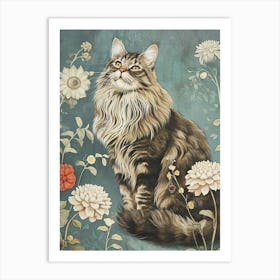Maine Coon Cat Japanese Illustration 1 Art Print