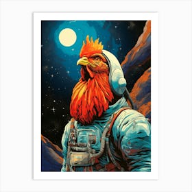 Rooster In Space 1 Art Print