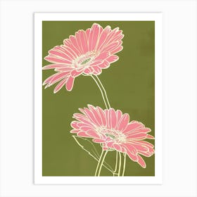 Pink & Green Gerbera Daisy 2 Art Print