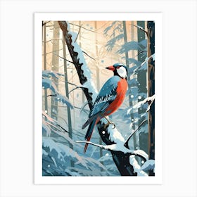 Winter Woodpecker 2 Illustration Art Print