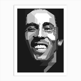 Bob Marley Blackwhite Portrait Art Print